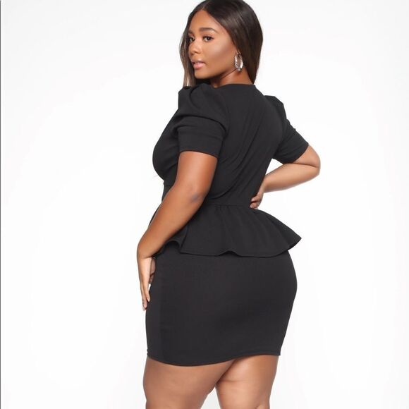 NWT Fashion Nova Black Peplum Dress - Size:1X - Picture 4 of 16
